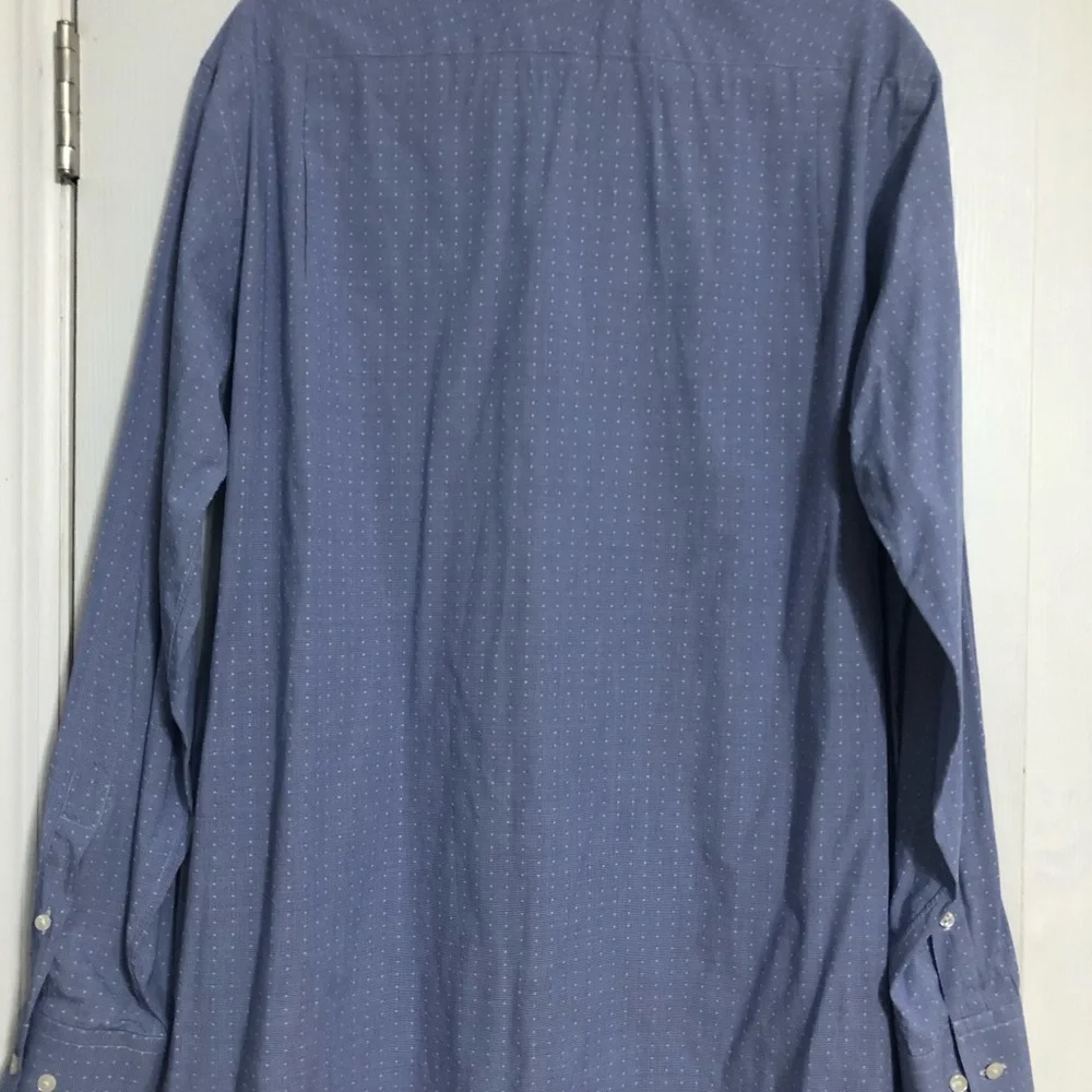 Ike Behar NYC blue white button down dress shirt mens size 16 34/35  100% cotton